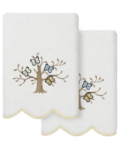 Linum Home Textiles 100% Turkish Cotton Teresa Scallop 2pc Embellished Hand  Towel Set In Multi