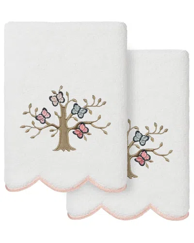 Linum Home Textiles 100% Turkish Cotton Teresa Scallop 2pc Embellished Hand  Towel Set In Multi