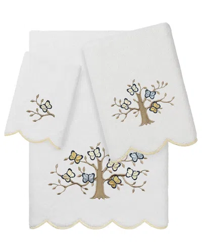 Linum Home Textiles 100% Turkish Cotton Teresa Scallop 3pc Embellished Towel  Set In Multi
