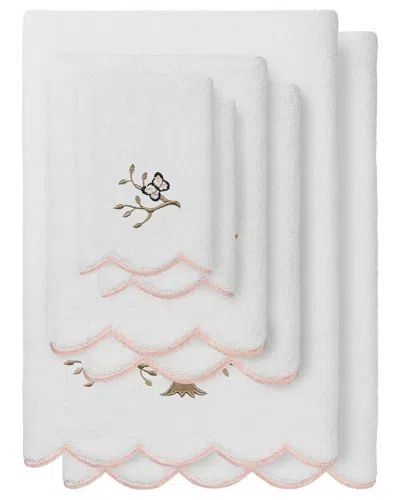 Linum Home Textiles 100% Turkish Cotton Teresa Scallop 6pc Embellished Towel  Set In White