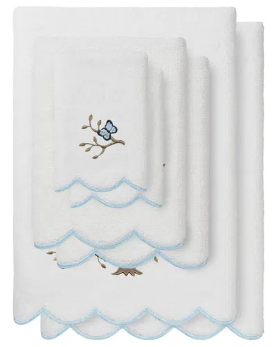 Linum Home Textiles 100% Turkish Cotton Teresa Scallop 6pc Embellished Towel  Set In White
