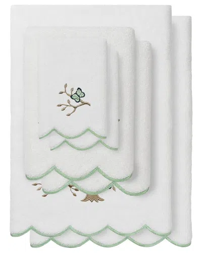 Linum Home Textiles 100% Turkish Cotton Teresa Scallop 6pc Embellished Towel  Set In White