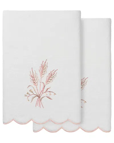 Linum Home Textiles 100% Turkish Cotton Whitney Scallop 2pc Embellished Bath  Towel Set In Multi