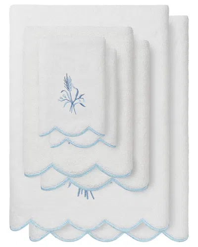 Linum Home Textiles 100% Turkish Cotton Whitney Scallop 6pc Embellished Towel  Set In Blue