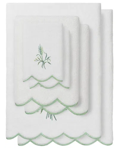 Linum Home Textiles 100% Turkish Cotton Whitney Scallop 6pc Embellished Towel  Set In Green