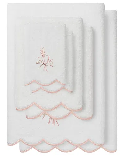 Linum Home Textiles 100% Turkish Cotton Whitney Scallop 6pc Embellished Towel  Set In Pink