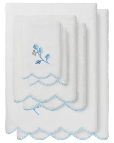 Linum Home Textiles 100% Turkish Cotton Wild Branch Scallop 6pc Embellished  Towel Set In Blue