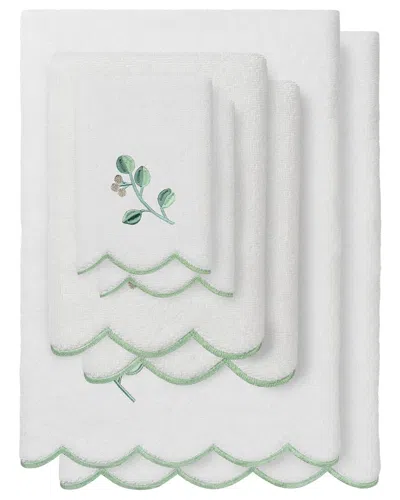 Linum Home Textiles 100% Turkish Cotton Wild Branch Scallop 6pc Embellished  Towel Set In Green