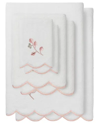 Linum Home Textiles 100% Turkish Cotton Wild Branch Scallop 6pc Embellished  Towel Set In Pink