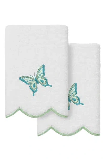 Linum Home Textiles 2-piece Brittney Embroidered Turkish Cotton Fingertip Towel Set In Multi