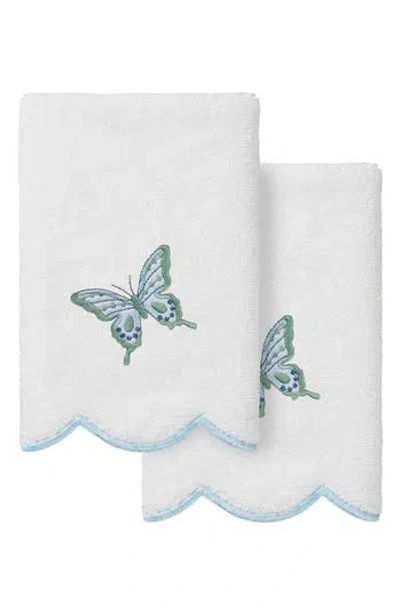 Linum Home Textiles 2-piece Brittney Embroidered Turkish Cotton Fingertip Towel Set In Multi