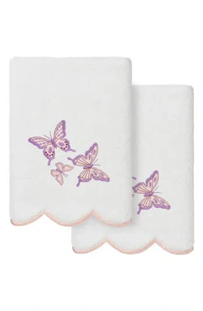 Linum Home Textiles 2-piece Brittney Embroidered Turkish Cotton Hand Towel Set In Multi