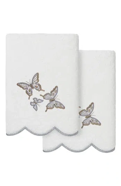 Linum Home Textiles 2-piece Brittney Embroidered Turkish Cotton Hand Towel Set In Gray
