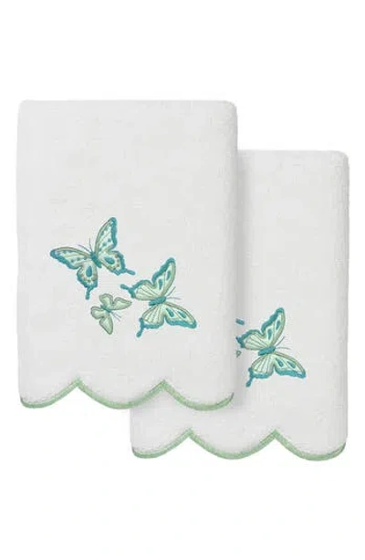 Linum Home Textiles 2-piece Brittney Embroidered Turkish Cotton Hand Towel Set In Green