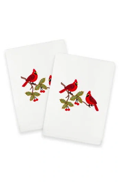 Linum Home Textiles 2-piece Cardinal Pair Turkish Cotton Hand Towel Set In White