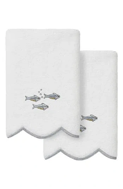 Linum Home Textiles 2-piece Fish School Turkish Cotton Fingertip Towel Set In Gray