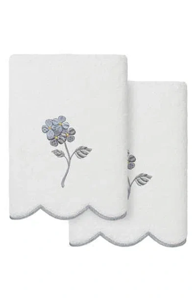 Linum Home Textiles 2-piece Hydea Embroidered Turkish Cotton Hand Towel Set In Gray