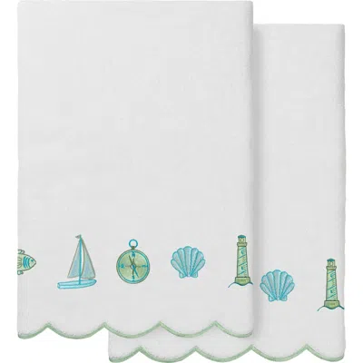 Linum Home Textiles 2-piece Sea Joy Embroidered Turkish Cotton Bath Towel Set In Multi