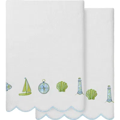 Linum Home Textiles 2-piece Sea Joy Embroidered Turkish Cotton Bath Towel Set In Multi