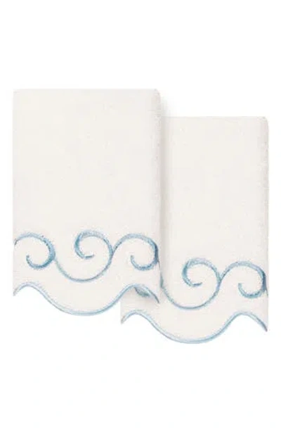 Linum Home Textiles 2-piece Simplicity Embroidered Turkish Cotton Fingertip Towel Set In Multi
