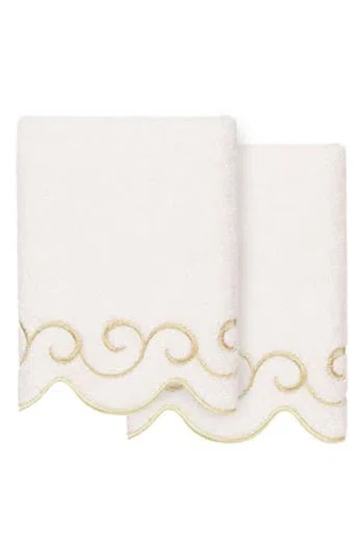Linum Home Textiles 2-piece Simplicity Embroidered Turkish Cotton Hand Towel Set In Multi