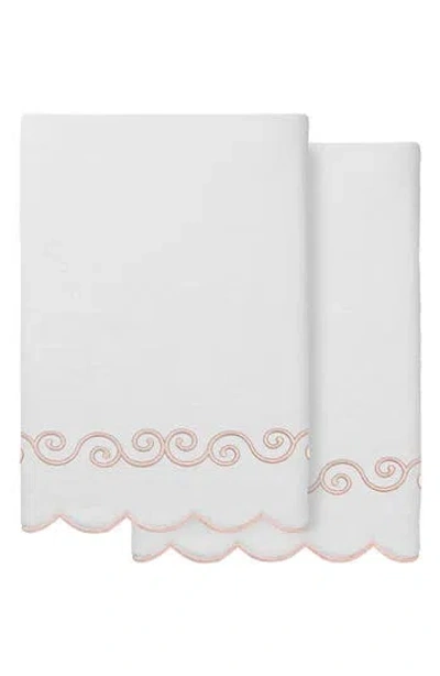 Linum Home Textiles 2-piece Symmetra Embroidered Turkish Cotton Bath Towel Set In Multi