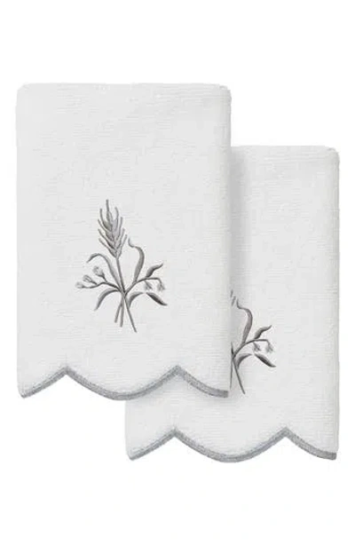Linum Home Textiles 2-piece Whitney Embroidered Turkish Cotton Fingertip Towel Set In White