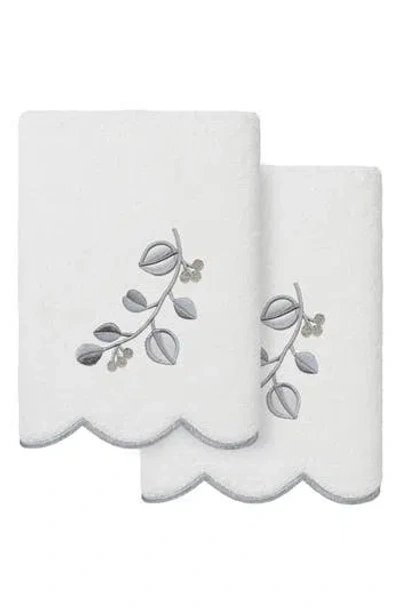 Linum Home Textiles 2-piece Wild Branch Turkish Cotton Hand Towel Set In Gray