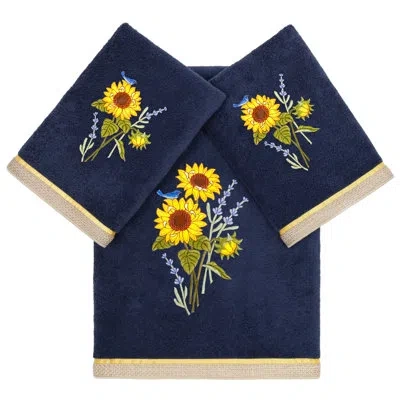 Linum Home Textiles 3 Piece 100% Turkish Cotton Hand Towel Set In Marine