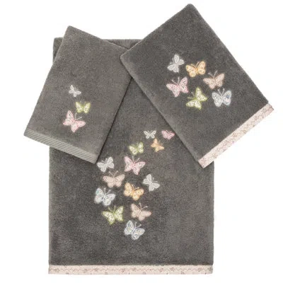 Linum Home Textiles 3 Piece 100% Turkish Cotton Towel Set In Charcoal