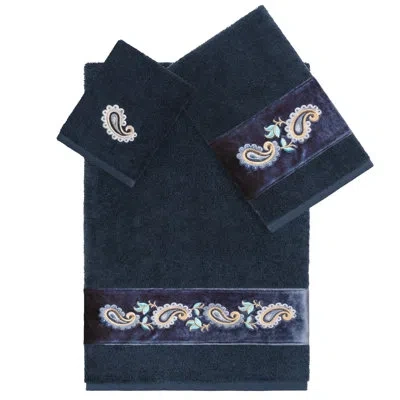 Linum Home Textiles 3 Piece 100% Turkish Cotton Towel Set In Navy