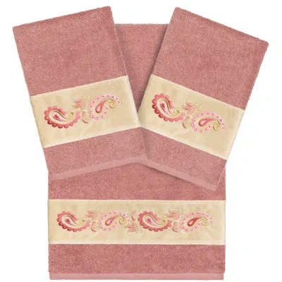 Linum Home Textiles 3 Piece 100% Turkish Cotton Towel Set In Tea Rose