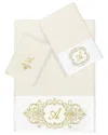 Linum Home Textiles 3pc 100% Turkish Cotton Monogram Embellished Towel Set