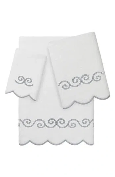 Linum Home Textiles 3-piece Symmetra Embroidered Turkish Cotton Towel Set In Gray