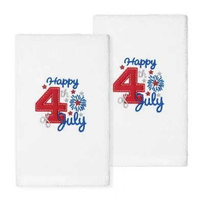 Linum Home Textiles 4th Of July Embroidered 2-pc. Hand Towel In White