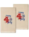 Linum Home Textiles 4th Of July Embroidered Luxury 100% Turkish Cotton Hand Towels (set Of 2) In Sand