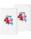 Linum Home Textiles 4th Of July Embroidered Luxury 100% Turkish Cotton Hand Towels (set Of 2) In White