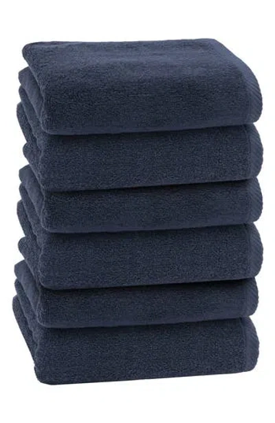 Linum Home Textiles 6-pack Ediree Cotton Hand Towel Set In Blue