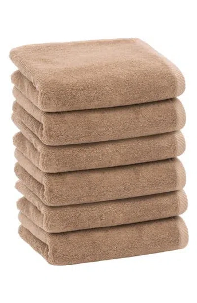 Linum Home Textiles 6-pack Ediree Cotton Hand Towel Set In Brown