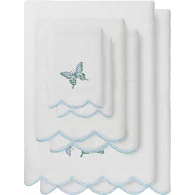 Linum Home Textiles 6-piece Brittney Embroidered Turkish Cotton Towel Set In Blue