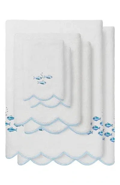 Linum Home Textiles 6-piece Fish School Turkish Cotton Towel Set In Blue