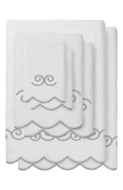 Linum Home Textiles 6-piece Symmetra Embroidered Turkish Cotton Towel Set In White