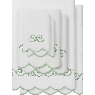 Linum Home Textiles 6-piece Symmetra Embroidered Turkish Cotton Towel Set In Green