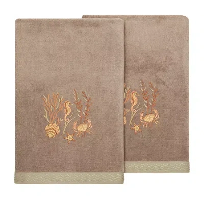 Linum Home Textiles Aaron 2-pc. Embellished Bath Towel In Brown