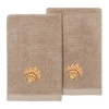Linum Home Textiles Aaron 2-pc. Embellished Fingertip Towel In Brown