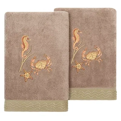 Linum Home Textiles Aaron 2-pc. Embellished Hand Towel In Brown