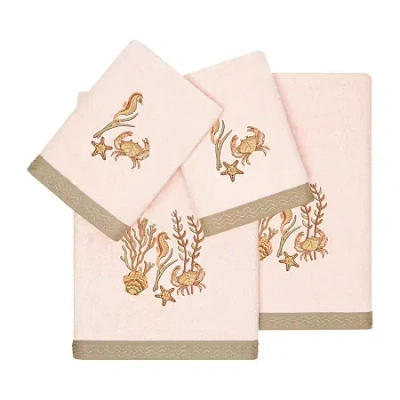 Linum Home Textiles Turkish Cotton Aaron 4pc Embellished Towel Set In Neutral