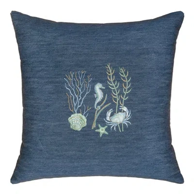 Linum Home Textiles Aaron Pillow Cover Decorative Square Cotton Pillow Cover In Denim Blue