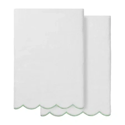 Linum Home Textiles Adornia Scallop 2-pc. Quick Dry Bath Towel Set In Green