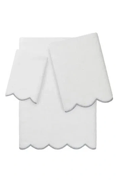 Linum Home Textiles Adornia Scallop 3-piece Towel Set In White